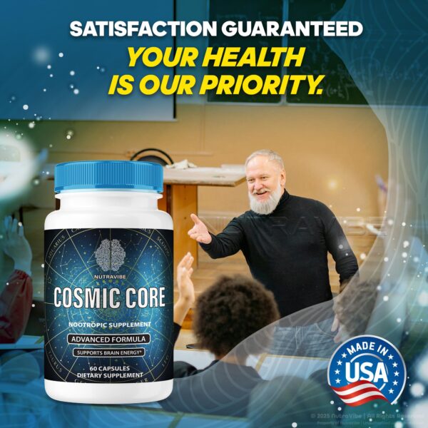 Envase de Cosmic Core pastillas fórmula natural para agudeza mental