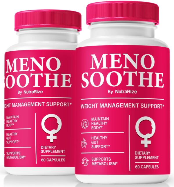 Frasco de cápsulas Meno Soothe NutraRize para bienestar