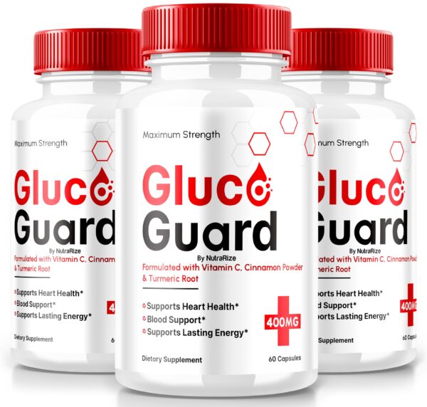 Paquete de 3 cápsulas GlucoGuard naturales NutraRize 180 cápsulas