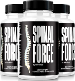 Frasco cápsulas Spinal Force NutraRize para espalda y articulaciones