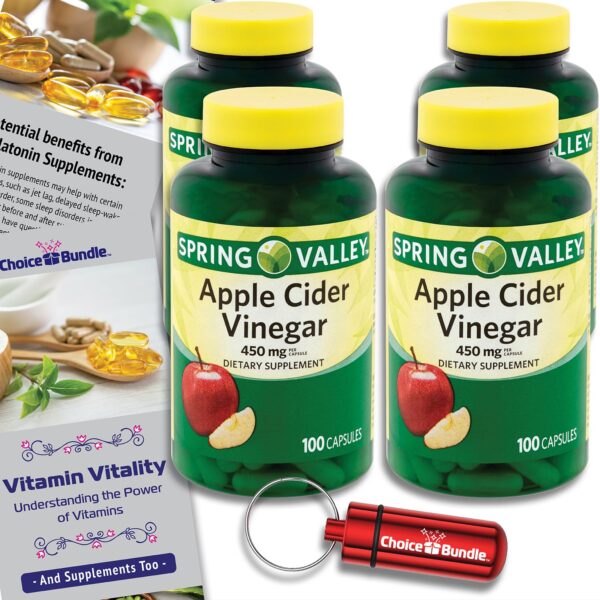 Frente del envase Spring Valley vinagre sidra 450 mg