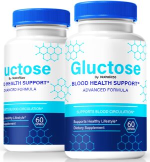 Frasco de cápsulas Gluctose suplemento premium bienestar