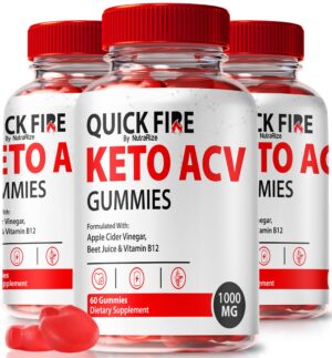 Paquete gomitas QuickFire Keto ACV 60 unidades pack 3 naturales