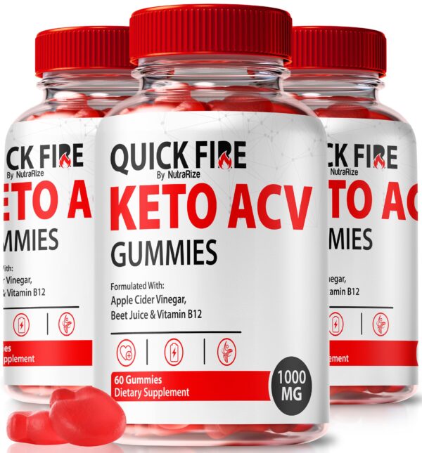 Paquete gomitas QuickFire Keto ACV 60 unidades pack 3 naturales