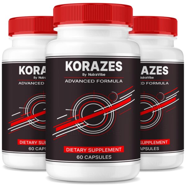 Version 1.0.0 Frontal de la botella Korazes Capsules de NutraVibe