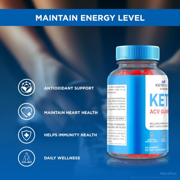 Gomitas KetoNature ACV con etiqueta nutricional visible