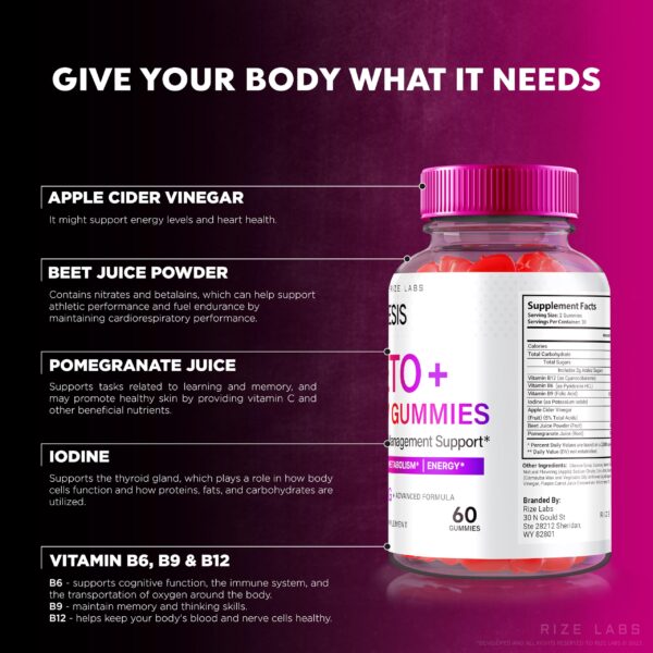 Contenido gominolas naturales Genesis Keto para control peso