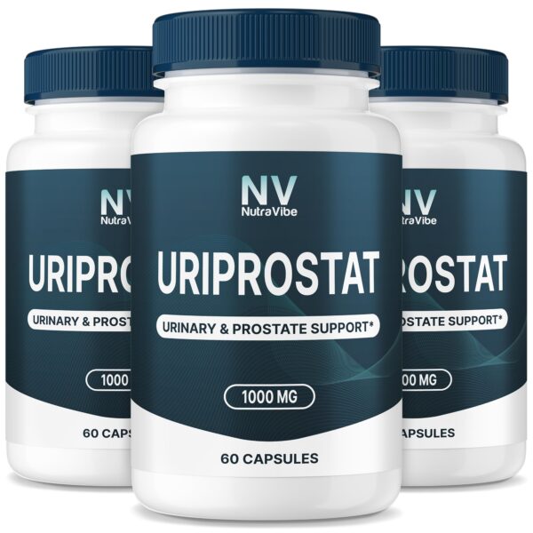 Paquete de 3 frascos NutraVibe Uriprostat para soporte prostático