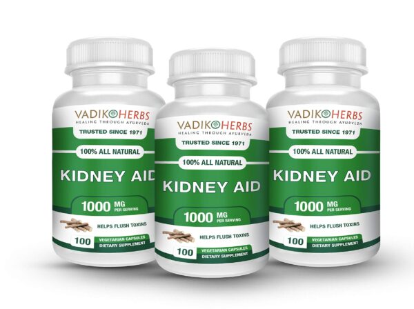 Vadik Herbs Kidney Aid suplemento herbal apoyo renal paquete 3