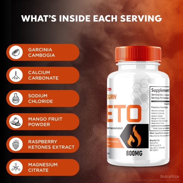 Cápsulas y caja Fast Burn Keto NutraRize para adelgazar