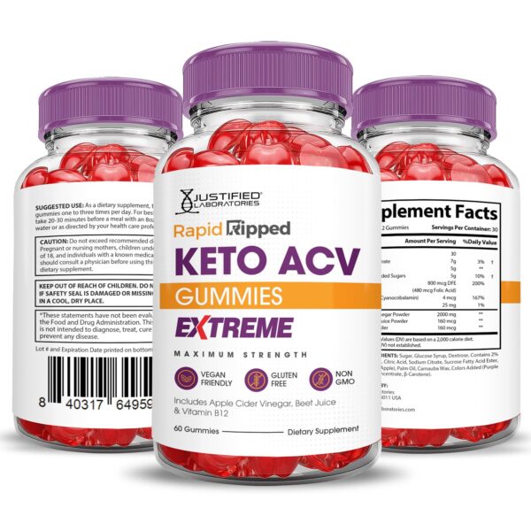 Vista lateral empaque Rapid Ripped gomitas keto acv