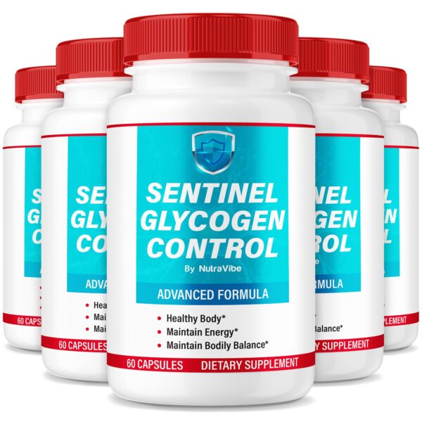 Paquete de 5 Sentinel Glycogen Control 300 cápsulas para energía diaria