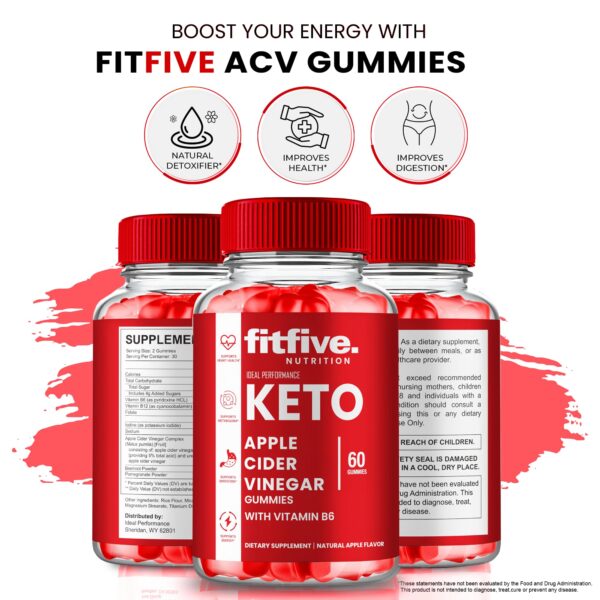 Empaque de gomas FitFIve Keto ACV 1000mg suplemento saludable