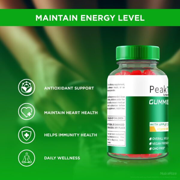 Empaque PeakTrim Keto ACV suplemento 60 gummies