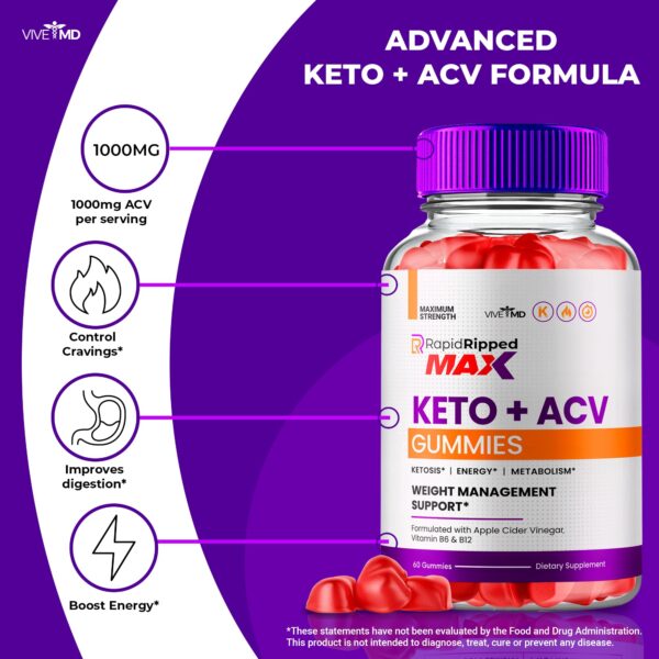 Detalles ingredientes gomitas Rapid Ripped Keto ACV para salud