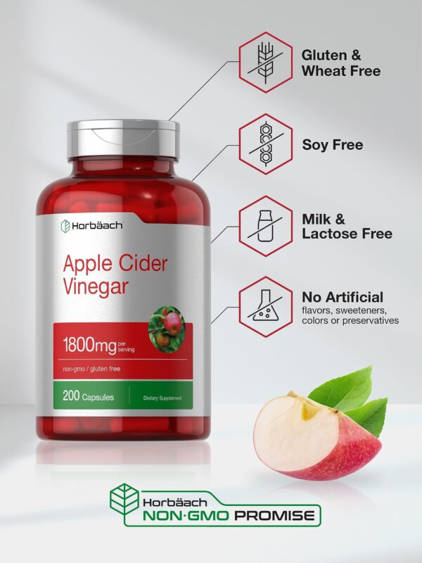 Etiqueta del suplemento Horbäach vinagre de manzana 1800mg