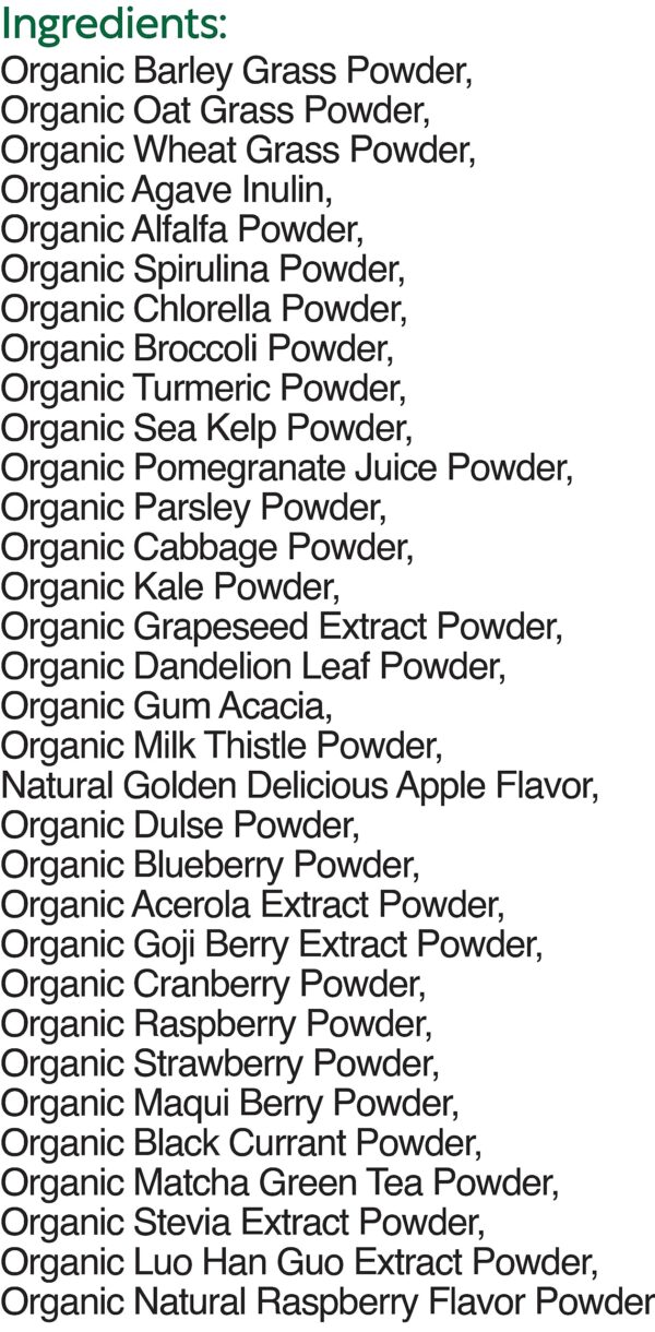 Suplemento vegano y no GMO polvo de superalimento Berry Good Greens