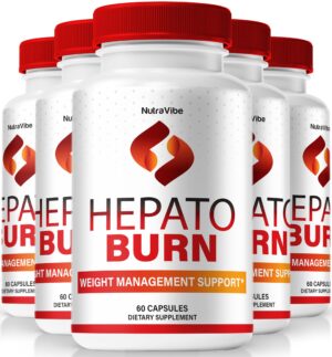 Botellas NutraVibe HepatoBurn 5 paquetes cápsulas apoyo salud hepática
