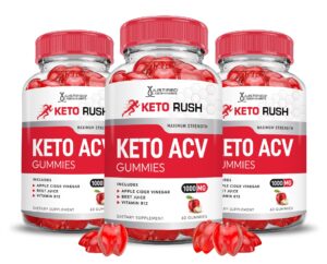 Paquete de 3 Keto Rush Keto ACV Gummies 180 gomitas