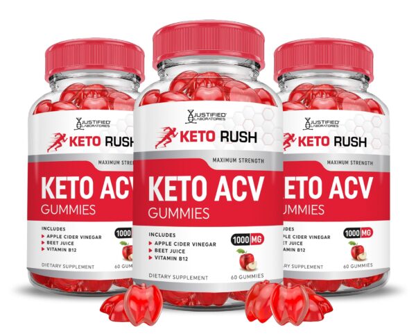 Paquete de 3 Keto Rush Keto ACV Gummies 180 gomitas