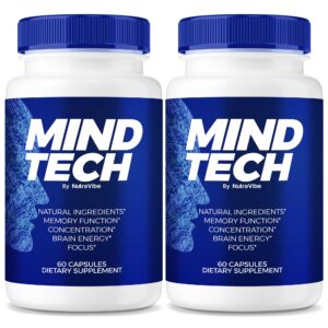 Frasco de cápsulas Mind Tech by NutraVibe para memoria