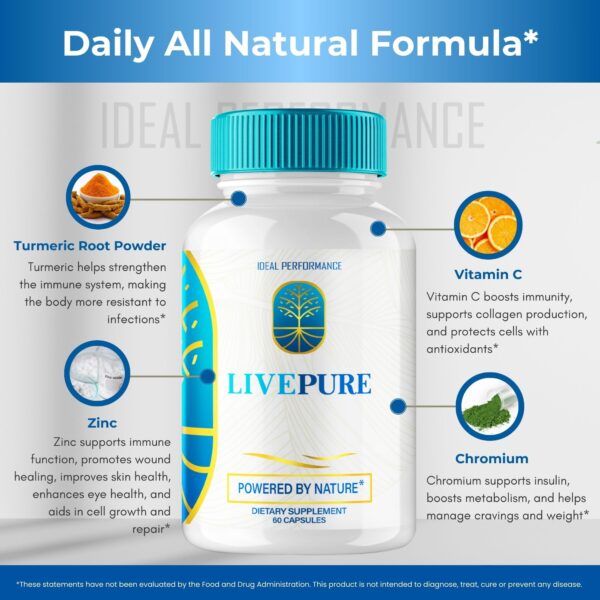 Frasco LivePure suplementario para salud hepática