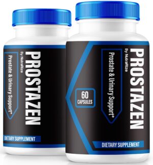 Frasco de cápsulas Prostazen NutraRize para salud de la próstata
