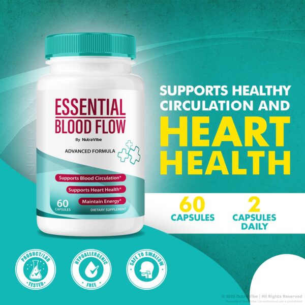 Detalle de cápsulas Essential Blood Flow fórmula para energía estable