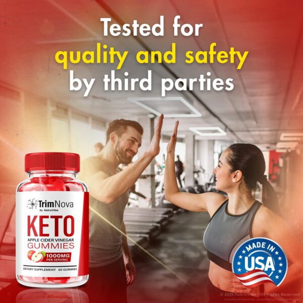 Gomitas Trim Nova Keto ACV y caja al fondo