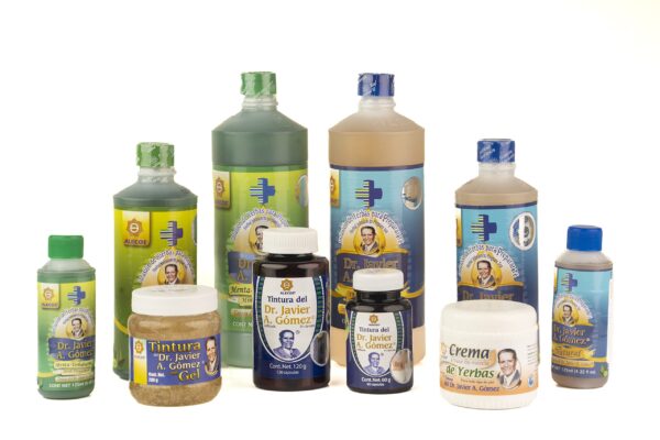 Frasco y cápsulas tintura herbal liofilizada Dr Javier Gómez