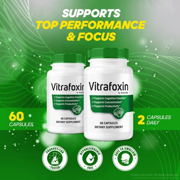 Paquete doble de Vitrafoxin NutraVibe suplemento natural para enfoque