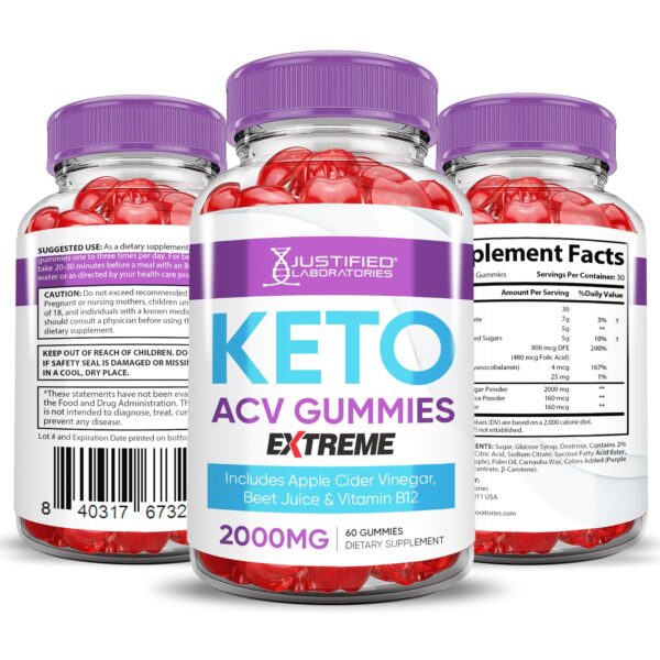 Presentación paquete doble gomitas keto acv 2000mg para pérdida peso