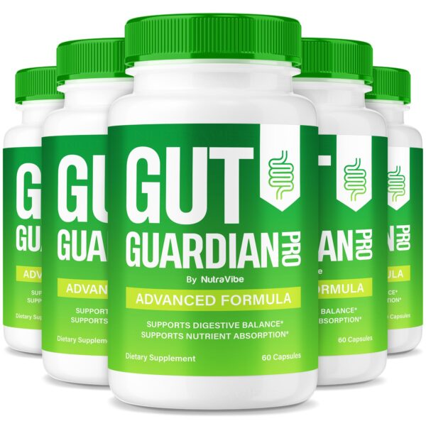 Paquete de 5 Gut Guardian Pro suplemento digestivo 300 cápsulas