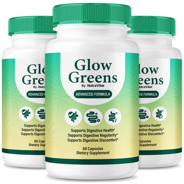 Glow Greens cápsulas frente a fondo blanco