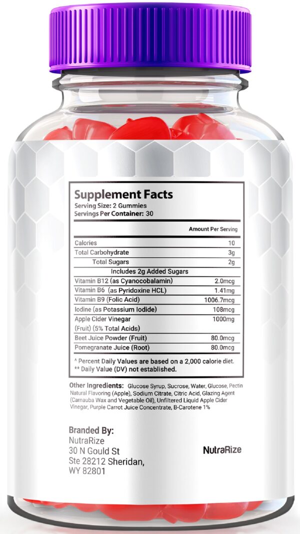 Etiqueta frontal gomitas NutraRize Turbo Ripped Keto ACV