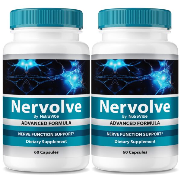 Botellas de suplemento Nervolve para salud y confort nervioso