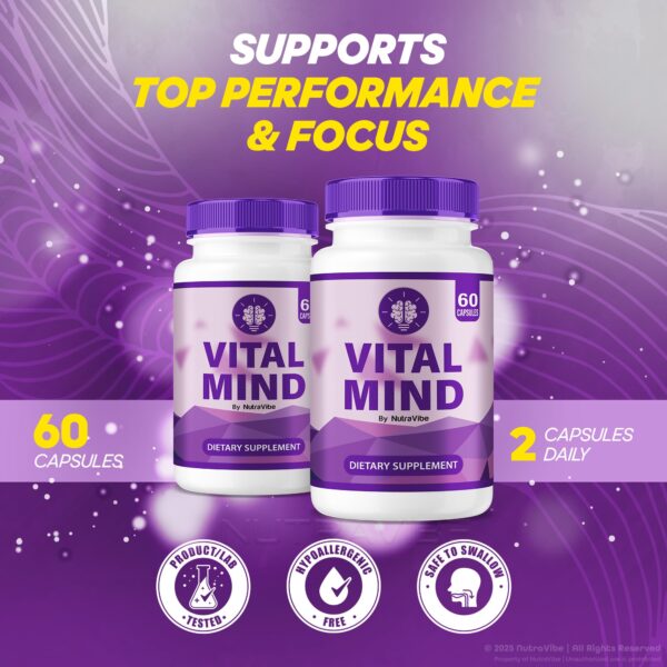 Etiqueta frontal suplemento Vital Mind NutraVibe