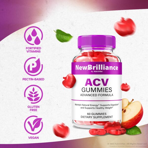 Etiqueta frontal gomitas ACV fórmula keto New Brilliance