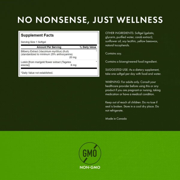 Cápsulas para visión Swanson luteína bilberry