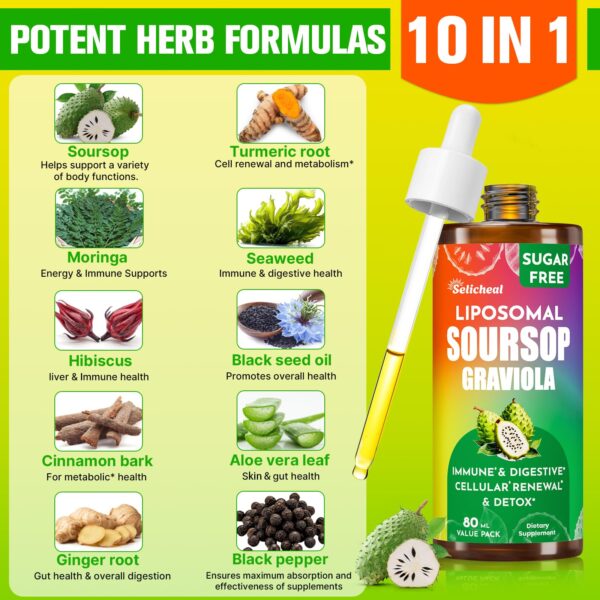 Suplemento líquido natural Soursop Bitters Selicheal 2.8 Fl Oz