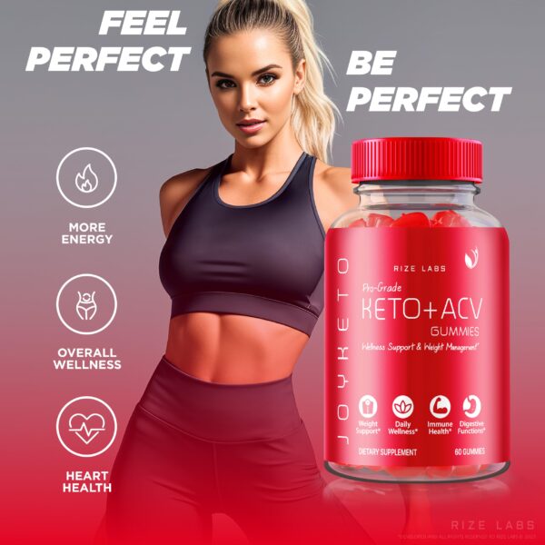 Envase frontal gomitas Joy Keto ACV para pérdida de peso