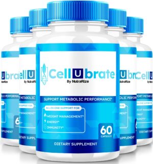 Frasco de cápsulas NutraRize Cellubrate para pérdida de peso y detox