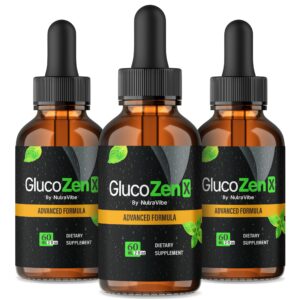 Paquete de 3 gotas GlucoZenX fórmula natural para bienestar y energía