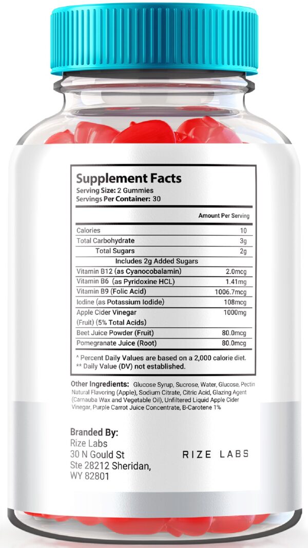 Envase frontal Gomitas ACV Keto Salud rize labs