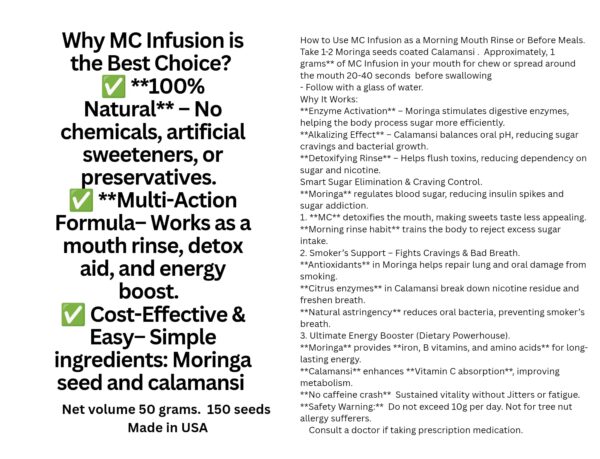 Version 1.0.0 Frasco y caja de MC Infusión Moringa Calamansi para energía natural