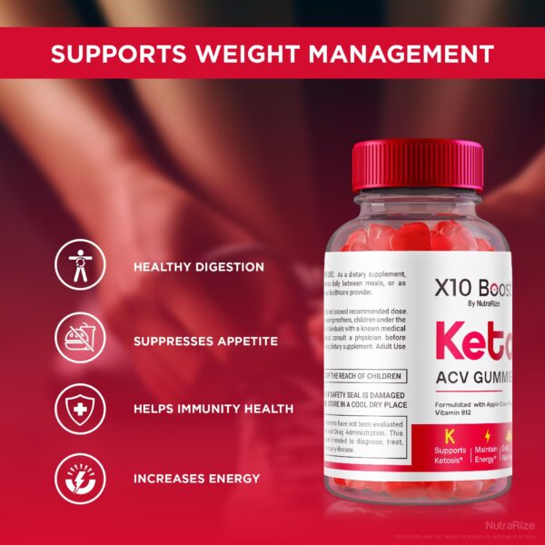 Version 1.0.0 NutraRize X10 Boost Keto gomitas caja trasera