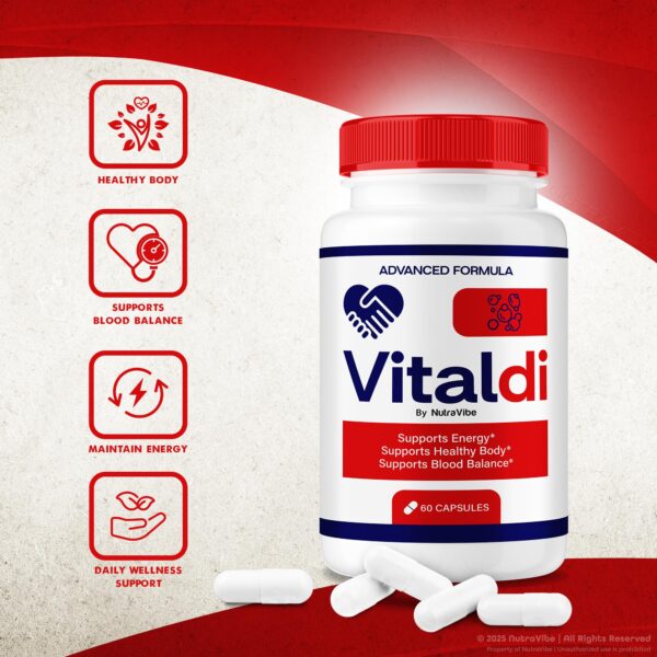 Presentación de cápsulas Vitaldi para energía y equilibrio vital