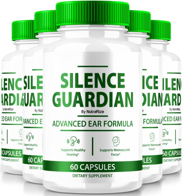Paquete de 5 botellas de Silence Guardian para salud auditiva