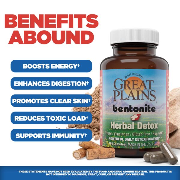 Cápsulas herbales de arcilla bentonita para limpieza profunda