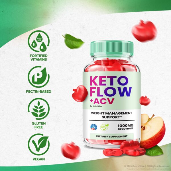 Frasco con 60 unidades de gomitas Keto Flow ACV por paquete